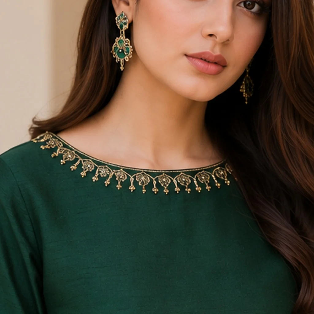 Dark Green silk pakistani suits