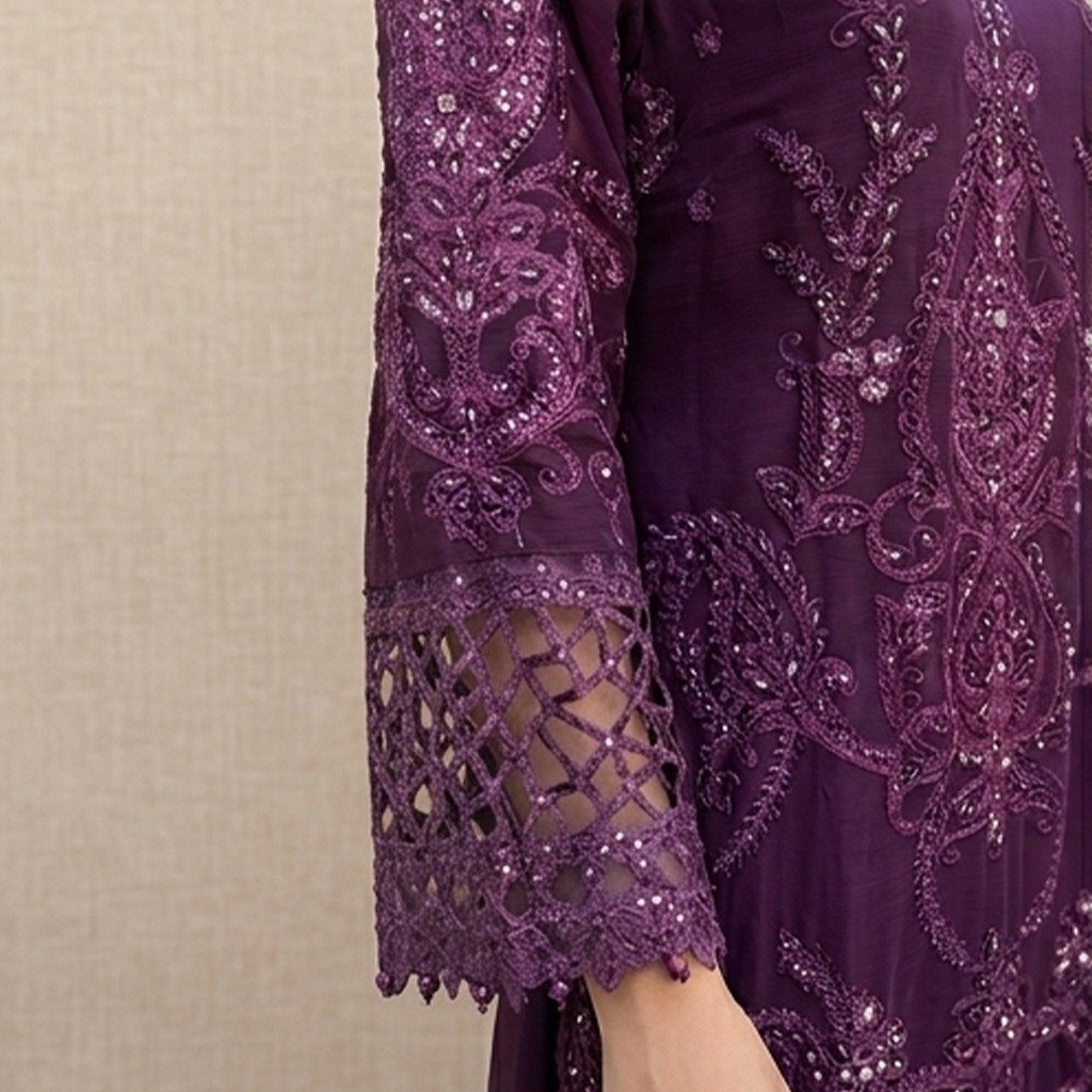 Dark Purple Chiffon pakistani party wear