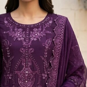 Dark Purple Chiffon pakistani party wear