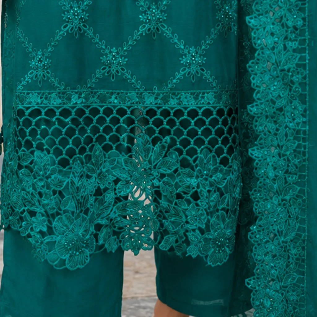 Emerald Green Chiffon pakistani party wear dresses