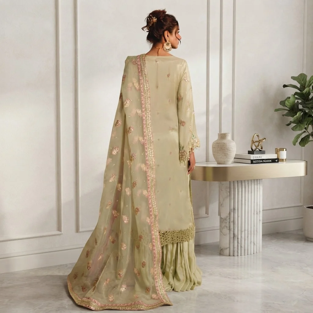 Green Mist Party Wear Dress Pakistani