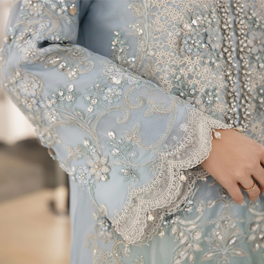 Light Grey Chiffon pakistani party wear