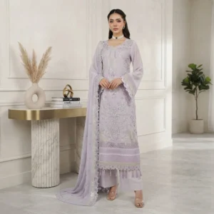Lilac Chiffon Party Wear Pakistani Suit