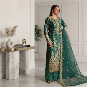 Mineral Green Silk pakistani party wear