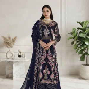 Navy Blue chiffon pakistani party wear suits
