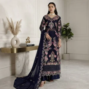 Navy Blue chiffon pakistani party wear suits