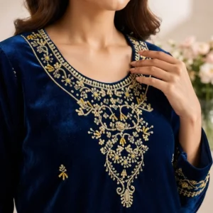 Navy Blue velvet suits pakistani