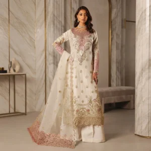 Off-White Silk party wear pakistani suits