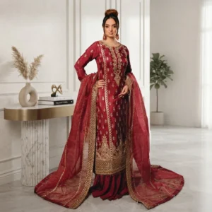 Red Silk Pakistani Party Wear UK