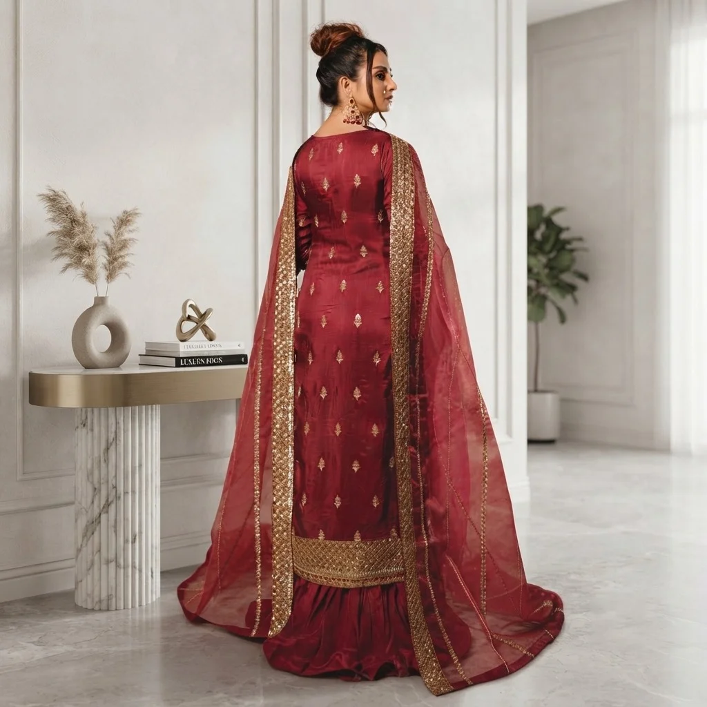 Red Silk Pakistani Party Wear UK