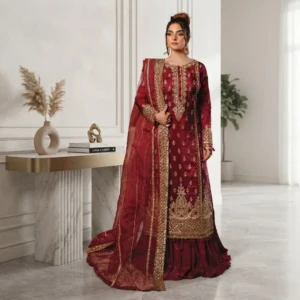 Red Silk Pakistani Party Wear UK