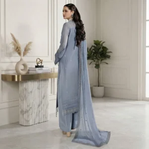 Regent Grey chiffon pakistani party wear suits