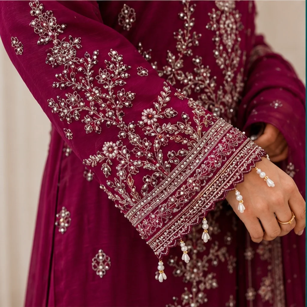 Royal Plum Chiffon pakistani party wear suits