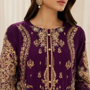 Royal Purple Chiffon party wear pakistani suits
