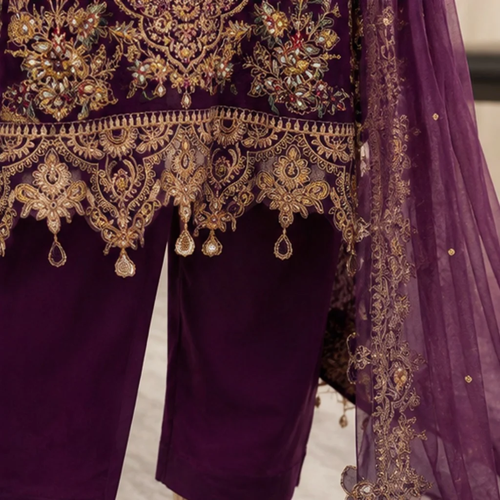 Royal Purple Chiffon party wear pakistani suits