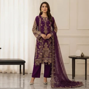 Royal Purple Chiffon party wear pakistani suits