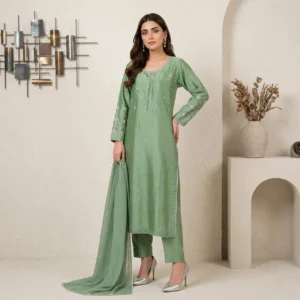 Sage Green pakistani silk suits