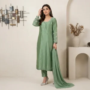 Sage Green pakistani silk suits