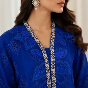 Sapphire Blue Chiffon pakistani party wear dresses