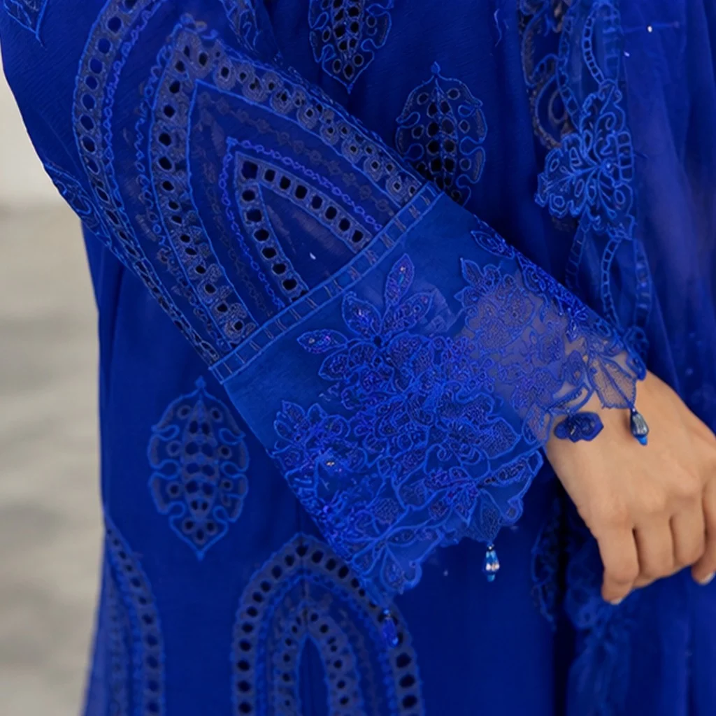 Sapphire Blue Chiffon pakistani party wear dresses