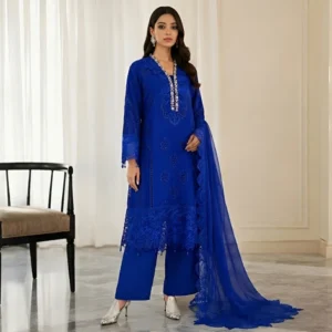 Sapphire Blue Chiffon pakistani party wear dresses