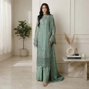 Slate Green chiffon party wear pakistani suits
