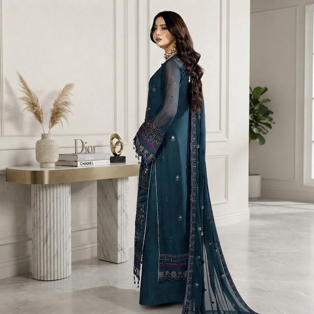 Zink pakistani chiffon party wear uk