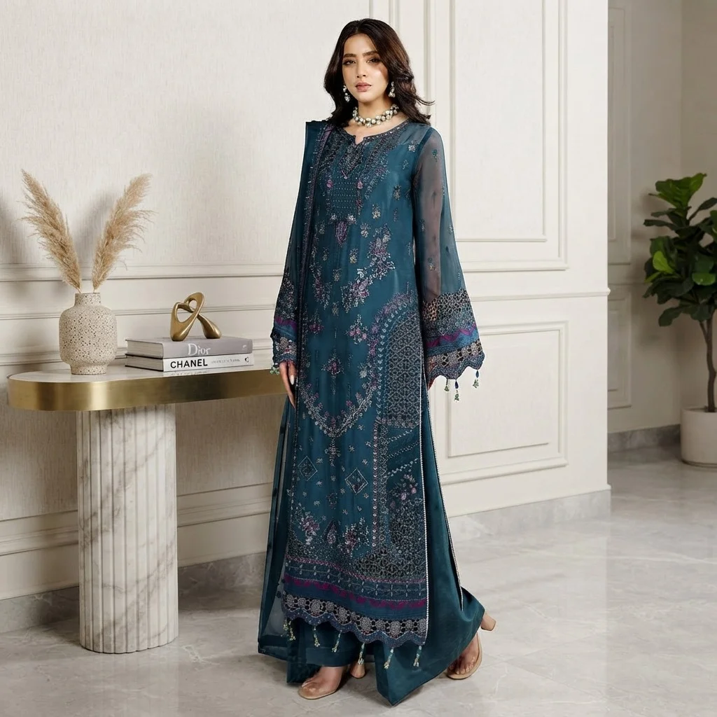 Zink pakistani chiffon party wear uk