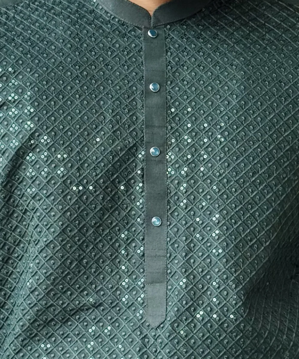 Black raw silk mens wedding wear kurta
