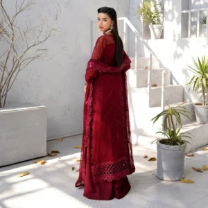 Bright Red Chiffon Pakistani Party Wear
