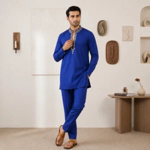Champagne Zari detailed kurta salwar for wedding