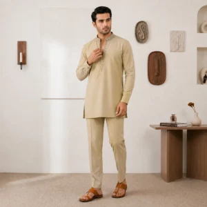 Champagne Zari detailed kurta salwar for wedding