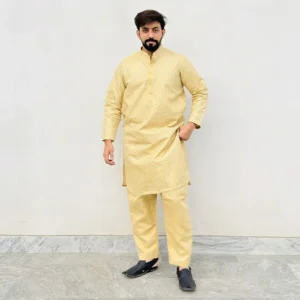 Creamy Gold mens kurta for wedding