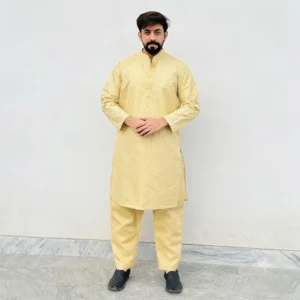 Creamy Gold mens kurta for wedding