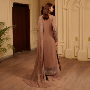 French Beige Chiffon Pakistani Party Wear Suits