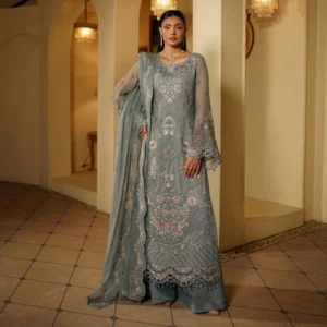 Grey Chiffon pakistani party wear