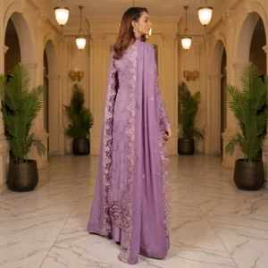 Lilac Chiffon Pakistani Party Wear UK