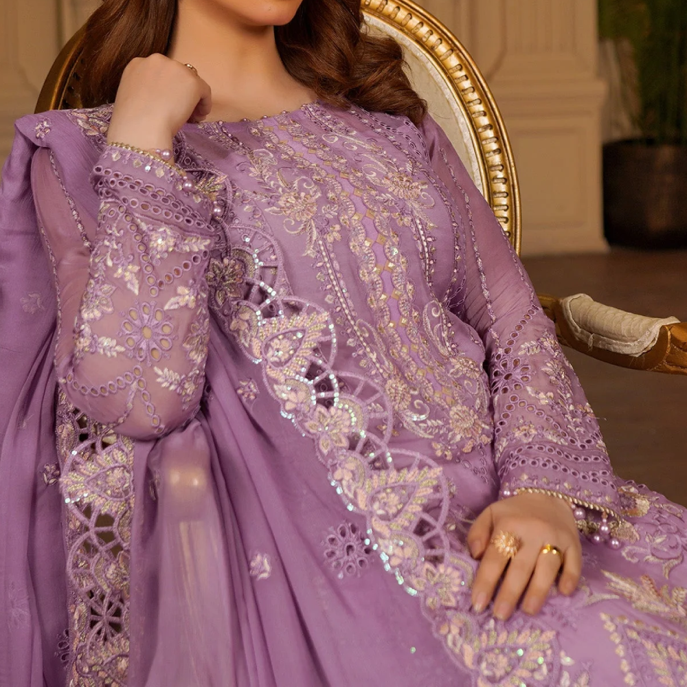 Lilac Chiffon Pakistani Party Wear UK