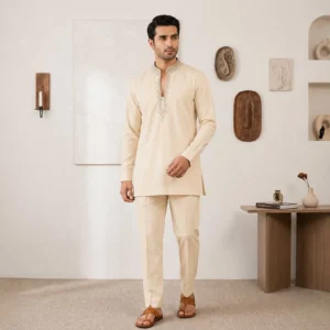 Ivory Zari Detailed marriage kurta for men