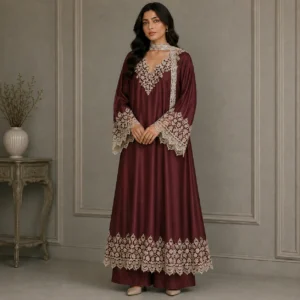 Mehroon pakistani silk suits