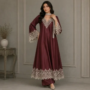 Mehroon pakistani silk suits