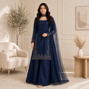 Midnight Blue silk pakistani suits