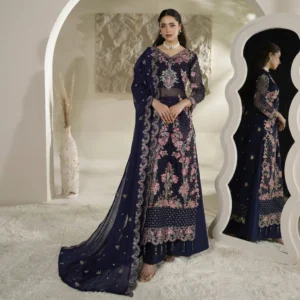 Navy Blue Chiffon Party Wear Pakistani Suits
