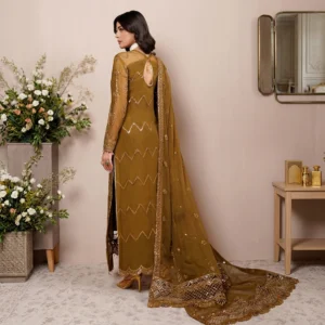 Oak Brown Chiffon Pakistani Party Wear Dresses