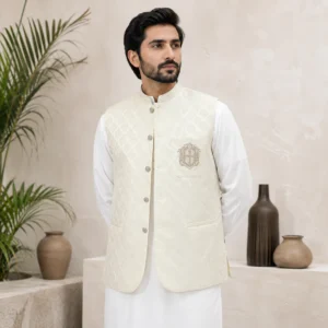 Off-White Jamawar Men Wedding Waistcoats