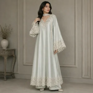Pastel Grey pakistani silk suits