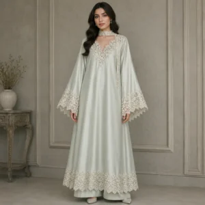 Pastel Grey pakistani silk suits