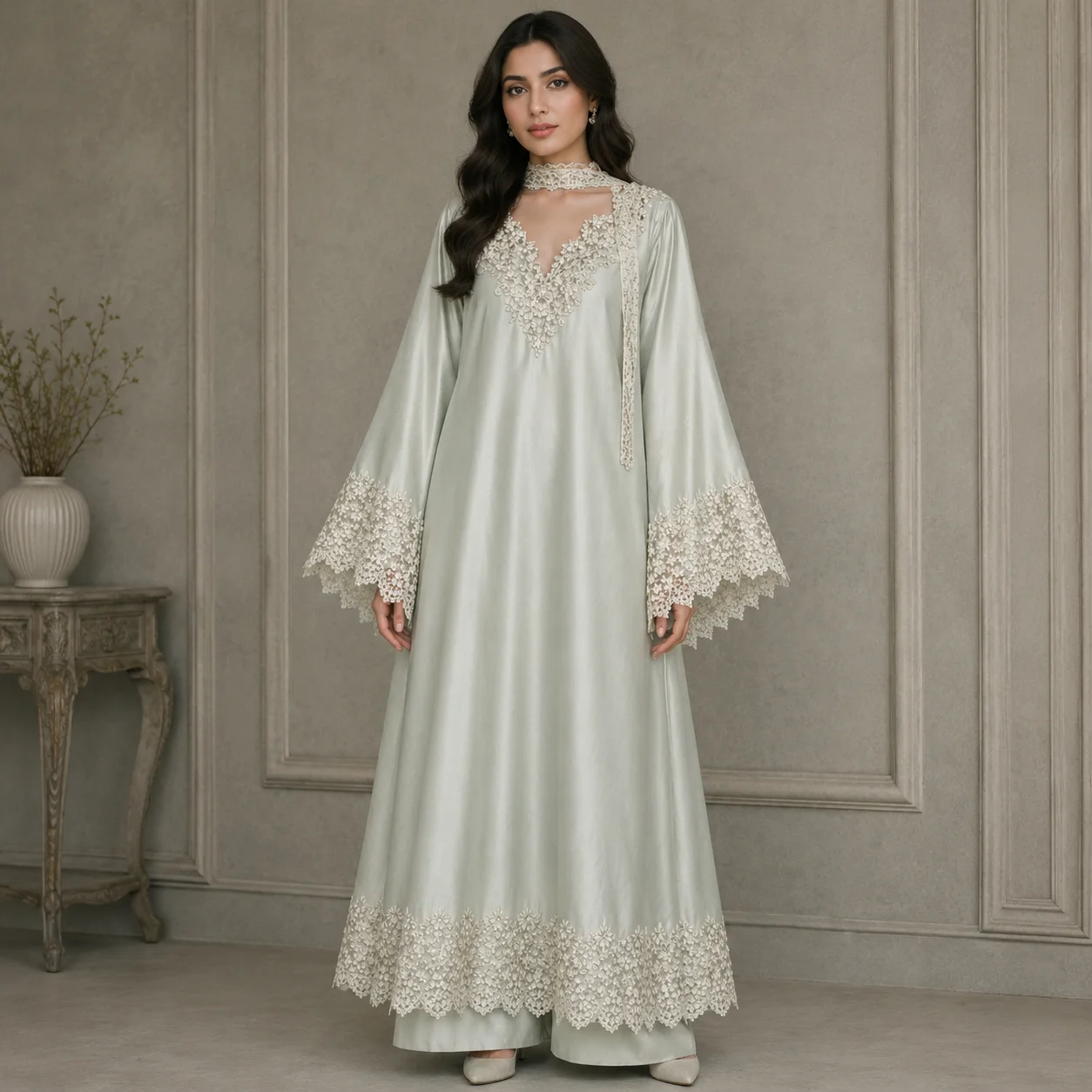 Pastel Grey pakistani silk suits
