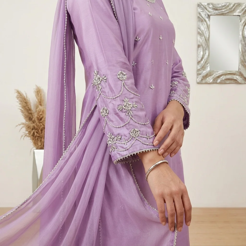 Pink Flare pakistani silk suits