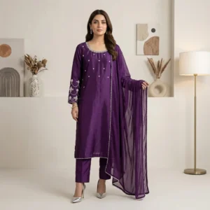 Royal Purple silk pakistani suits